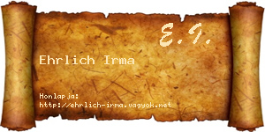 Ehrlich Irma névjegykártya